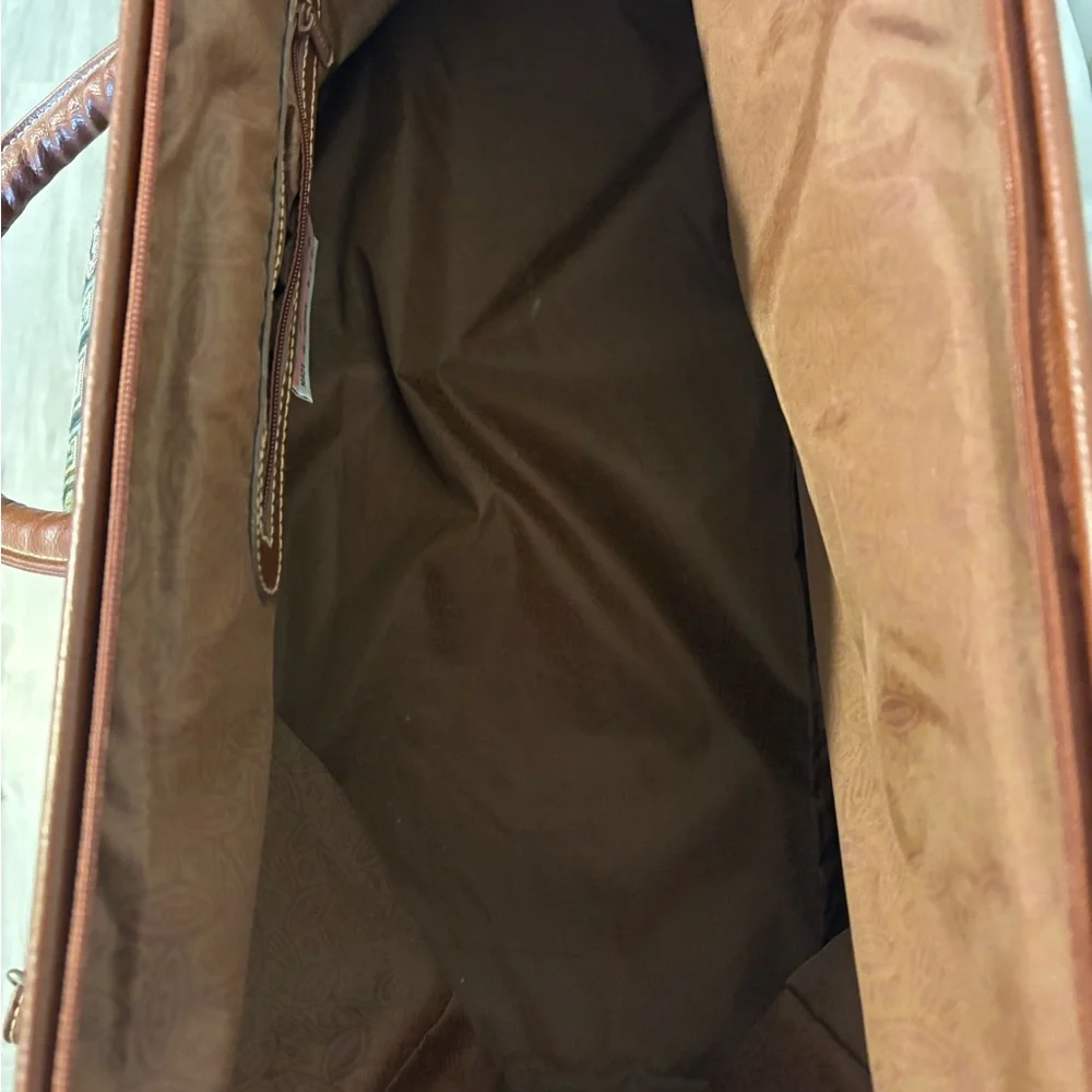 CAPEZIO, Vintage Faux Leather Multicolor Carpet Bag Style Weekend Travel Bag